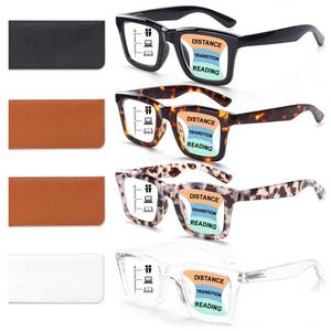 lot 82829 image: VOGPOPER 4 Pack Progressive Multifocus Reading Glasses for Women Men Blue Light Blocking Computer Readers Spring Hinge (Mix-1, 1.5, Diopters)