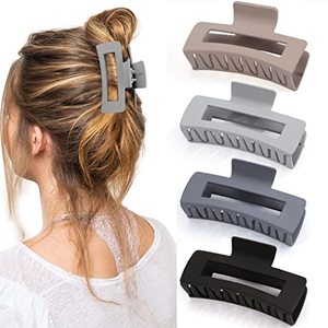 lot 82849 image: Canitor 4 PCS Claw Clips for Thick Hair Matte Hair Clips Grey Hair Claw Clips Rectangular Hair Clips for Women Barrettes French Non-slip Design Banana Clips Hair Jaw Clips Hair Accessories