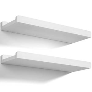 lot 82861 image: Love-KANKEI Floating Shelves Wall Mounted Set of 2, 17 Inch Rustic Wood Wall Shelves for Storage, Bedroom Living Room Bathroom Kitchen Office and More White