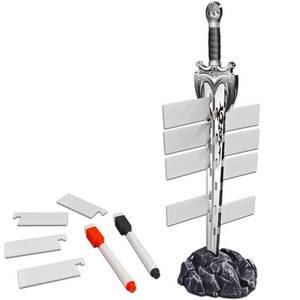 lot 82880 image: Initiative Tracker Acrylic Laser Cut Sword in The Stone Base with 12 PCS Erasable Taken Flags Perfect for D&D, Dungeons & Dragons, Pathfinder and Other Tabletop RPG
