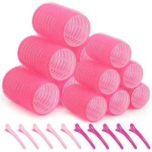 lot 82889 image: Hair Roller Sets,Self Grip 12 pcs,Salon Hair Dressing Curlers,DIY Hair Styles,Heatless Hair Curlers,Lazy hair curle,Hair rollers with clips,Sungenol 2 sizes Hair Rollers in 1 set
