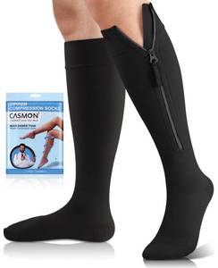 lot 82890 image: CASMON 15-20mmHg Zipper Compression Socks for Women and Men, Knee High Compression Stockings, Medical Closed Toe Support Socks for Varicose Veins, Post-surgery, Swelling, Nurses, Pregnancy (1 Pair)