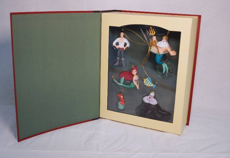 lot 7301 image: Disney Christmas Ornament Set - The Little Mermaid - In collectors storybook box - in original packaging - EXCELLENT CONDITION