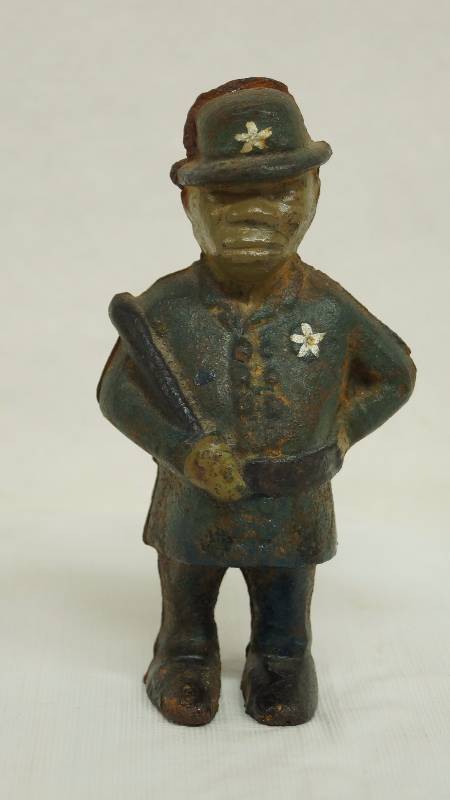 lot 7320 image: Vintage AMERICANA Metal Iron Cast Police Man Traffic Cop Penny Bank 8