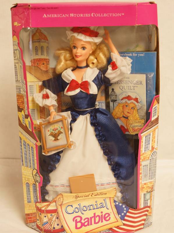 lot 2035 image: Barbie as Special Edition Colonial Barbie- w The Messenger Quilt storybook included- NEW IN BOX Excellent Condition