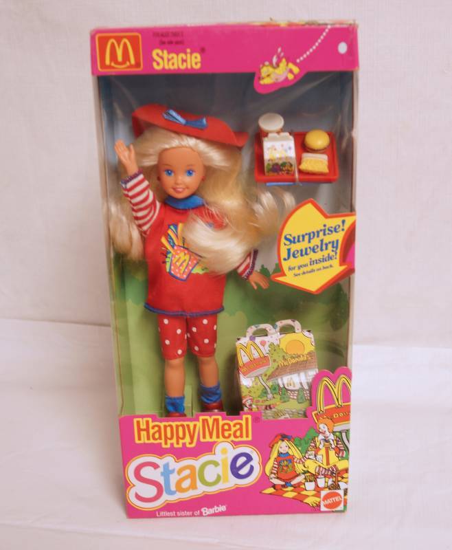lot 2038 image: Happy Meal Stacie- Stacie, Barbies Little Sister, w SURPRISE jewelry inside- NEW IN BOX Excellent Condition