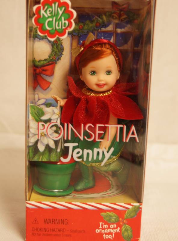 lot 2052 image: Barbie - Kelly Club - POINSETTIA Jenny Doll  Ornament - New in Box