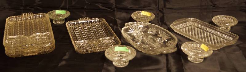 lot 2277 image: Lot of Pretty Vintage Glassware - Snack Trays, Candle Holders and more NICE