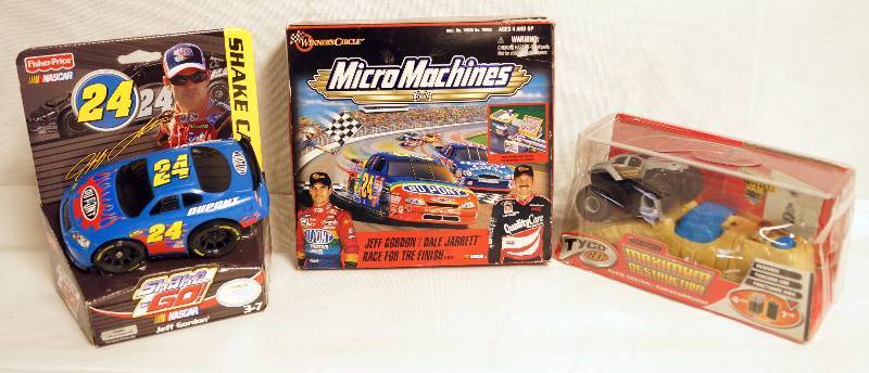lot 2288 image: Lot of Race Cars & a Monster Truck - NEW IN PACKAGES - Gifts JEFF GORDON - NASCAR #24 - See photos