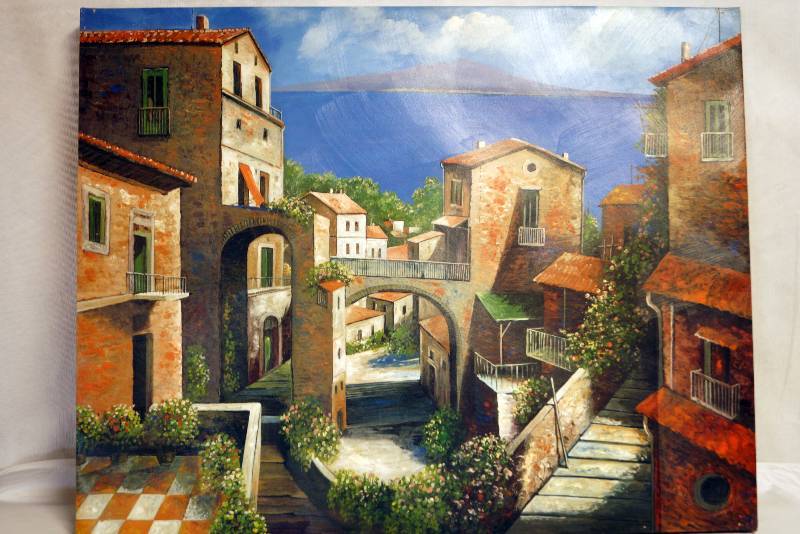 lot 2306 image: Courtyard Canvas Print - Pretty Home Dcor - see photos