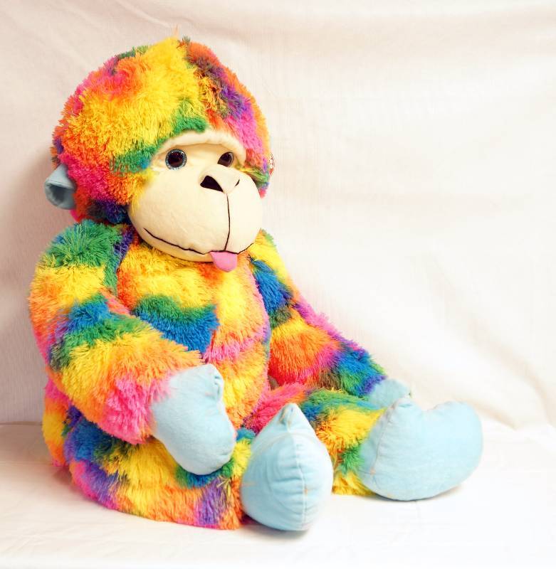 lot 2359 image: Huge Plush Animal - Bright Neon Monkey - Super Soft NEW w tags - CUTE