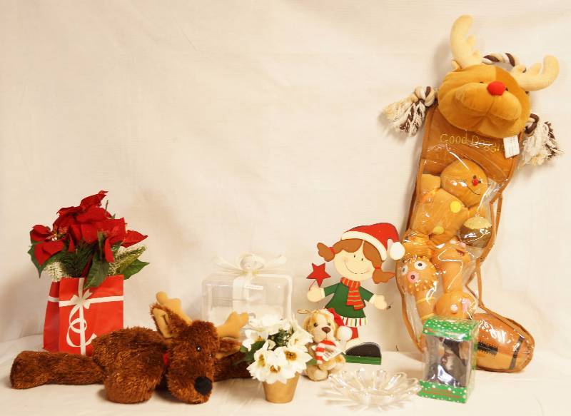 lot 2368 image: Christmas for the dogs Stocking Filled w doggie toys (new) and other cute holiday stuff Pit Bull Ornament - New