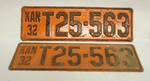 Vintage Kansas Car Plates from 1932! Front and Back Plates - KAN T25-563 plate number COOL!!!