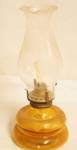 Vintage Small Oil Lamp w/ Amber Colored Glass Base - Very Pretty! See photos