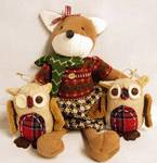 Lot of Woodsie Christmas Creatures - Prim Style Décor! CUTE - one owl needs an eye fixed. Adorable!
