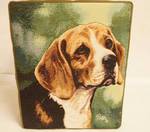 Beagle Dog Tapestry Covered Side table (foot stool?) Art by Picken - See Photos