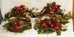 Christmas Decor Lot - Wreath, 2 Swags and Metal Candle Stand - See photos