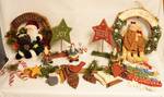 Lot of Christmas Decor - Prim Style - Wreaths, Deco Stars, Figurines and more! FUN HOLIDAY LOOK!