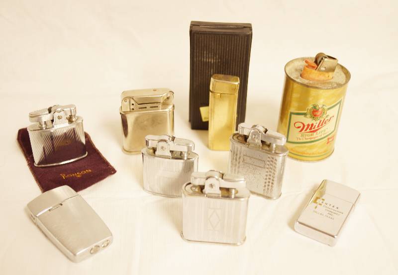lot 2332 image: Lot of Vintage Cigarette Lighters - Ronson, Miller Light Beer, Centex, JJJ and more Collectible - See Photos