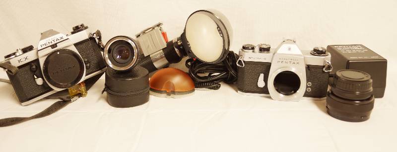 lot 2334 image: Lot of Vintage Cameras and Accessories, Lenses, Flashes and more See photo PENTAX