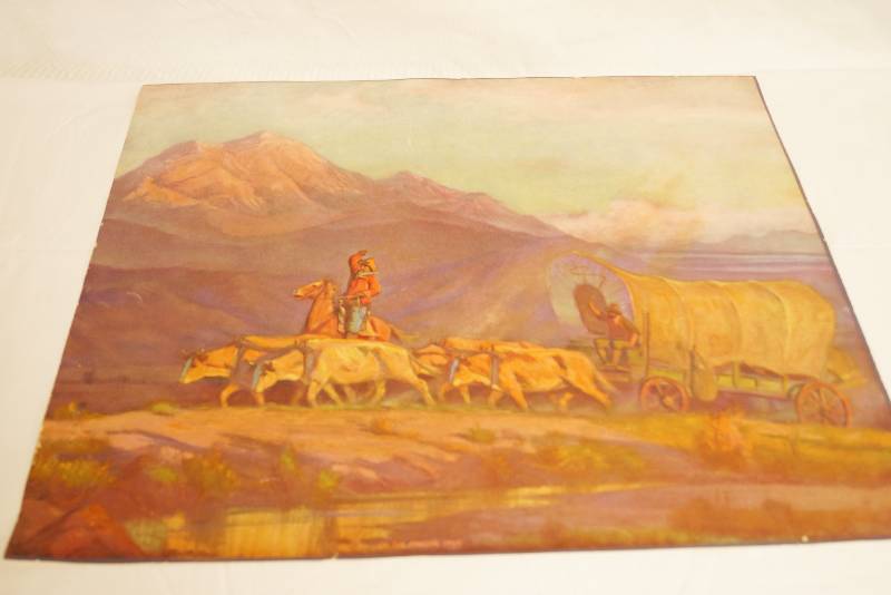 lot 2348 image: Beautiful Cattle Rustlers Print in the Mountains - Mounted and ready to frame