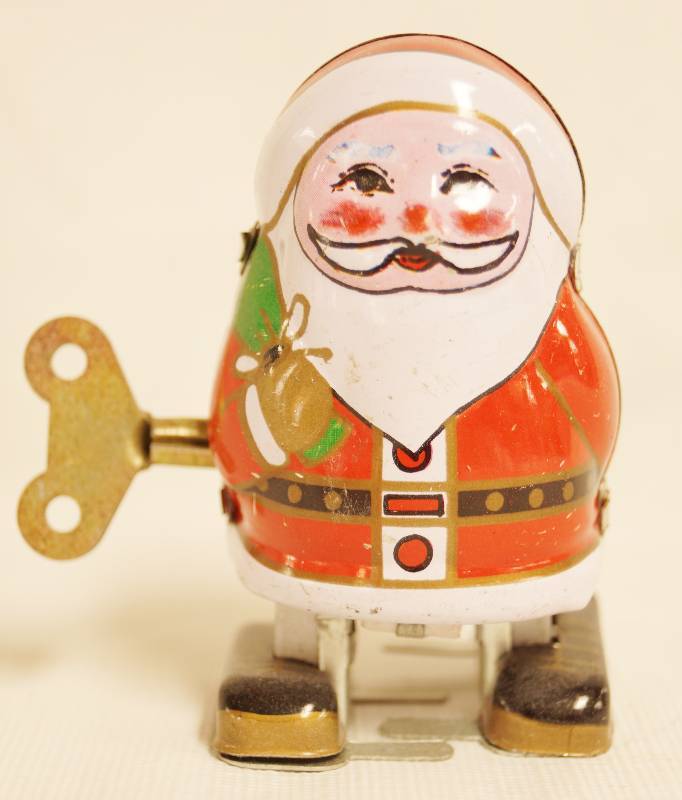 lot 2421 image: Wind-up Key Toy Santa - WORKS See photos - Hes Cute