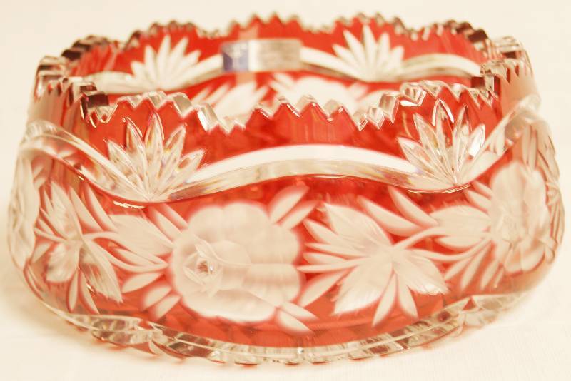 lot 2434 image: Hand Cut Red to Clear - 24% Lead Crystal - Made in German Dem. Republic - Crystal Clear - Excellent