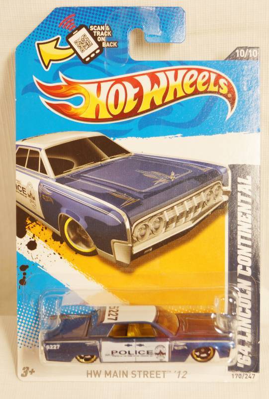 lot 2442 image: Hot Wheels 1964 POLICE Cruiser - 64 Lincoln Continental - 1010 NEW IN PACKAGE NICE