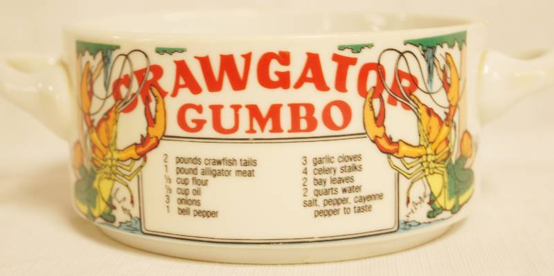 lot 2472 image: CRAWGATOR GUMBO - Collectors Recipe Soup Bowl - WOW LJUNGBERG Collection New Orleans Louisiana