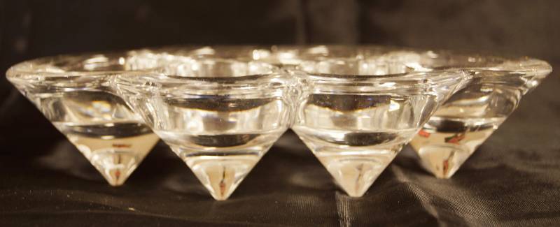 lot 2490 image: Very Unique Votive Candle Holder - Diamond Point Bottoms Holds 6 candles - See photos for details
