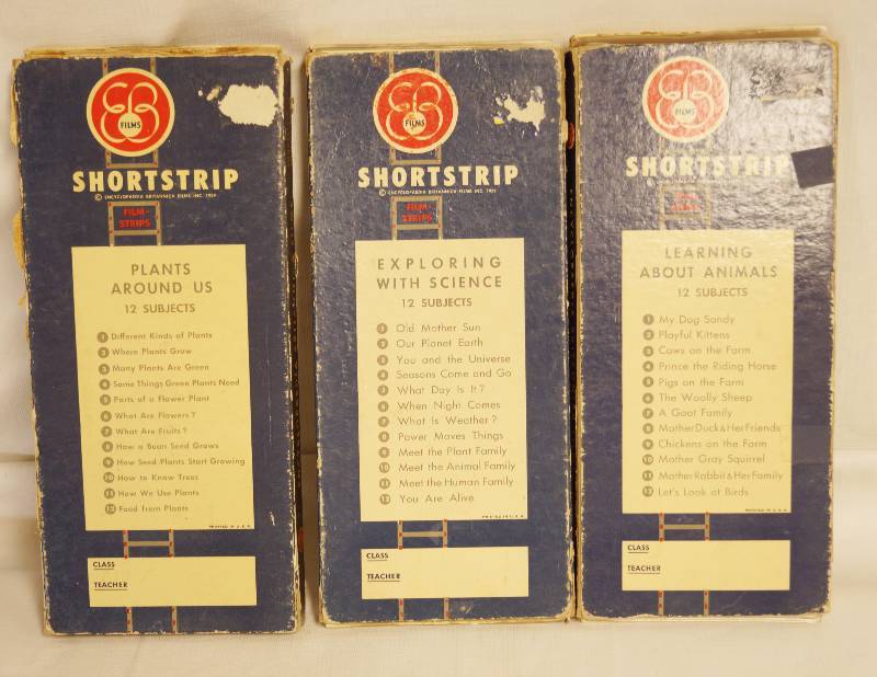 lot 2507 image: Lot of 3 VINTAGE - Short Strip Film Strips with Narrative Cards - EB Films - Excellent Condition (cases show some wear) see photos