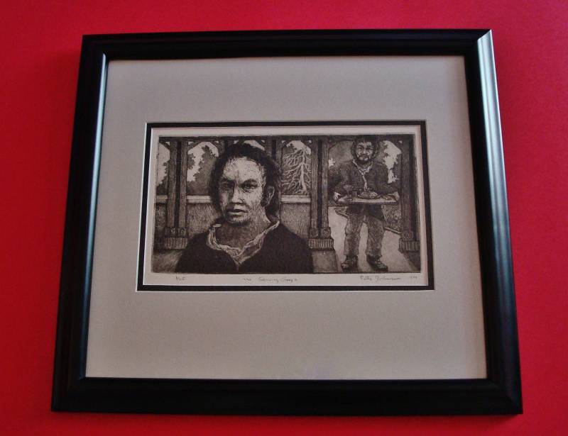 lot 2354 image: Limited Edition - #1 of 25 - Peter Johnson of El Dorado, KS - ME SERVING GOYA Aquatint Etching Print - See description