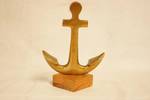 Brass Anchor Paper Weight - mounted on a wood block - 5