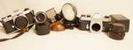 Lot of Vintage Cameras and Accessories, Lenses, Flashes and more! See photo PENTAX
