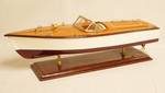 Stunning Wood Model Speed Boat with Detailed Metal Accents - Mounted on a wooden stand - See Photos
