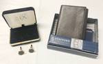 Pair of Cuff-links in a gift box and NEW Stafford Tri-fold Wallet in gift box - NICE!