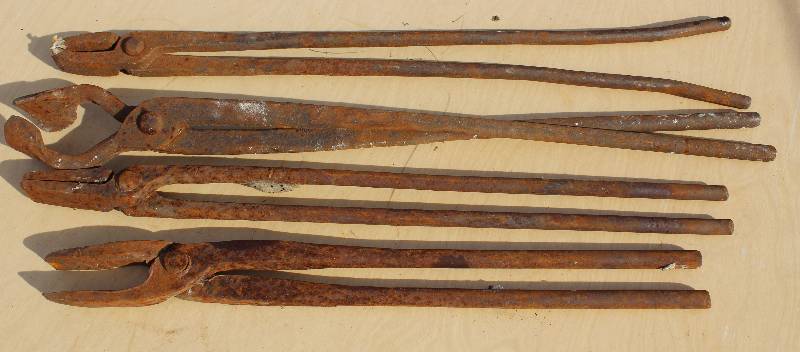 lot 7080 image: Set of 4 Assorted Blacksmith Tongs