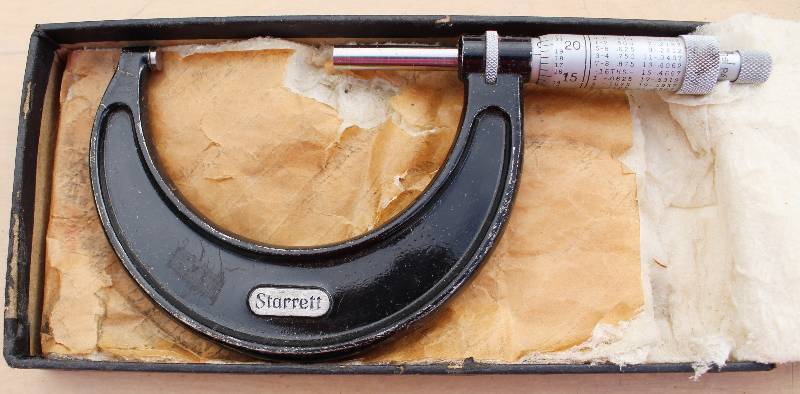 lot 7098 image: Starrett Satin Chrome Micrometer- In Original Box