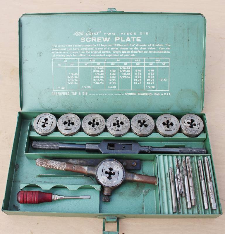 lot 7106 image: Greenfield Screw Plate- Tap and Die Set- Incomplete- In Original Box Very Cool