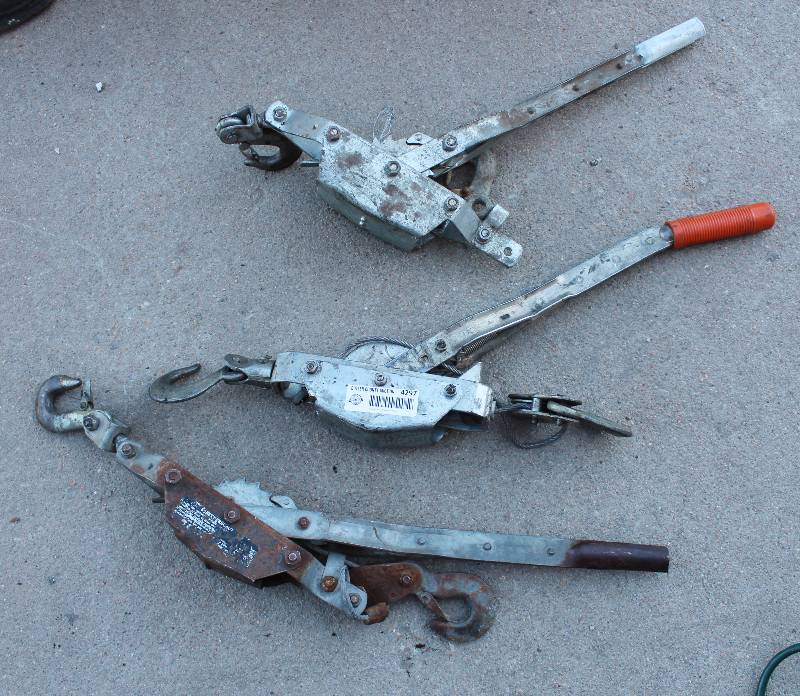 lot 4297 image: Lot of 3 Come-A-Long Tools - one has broken cable