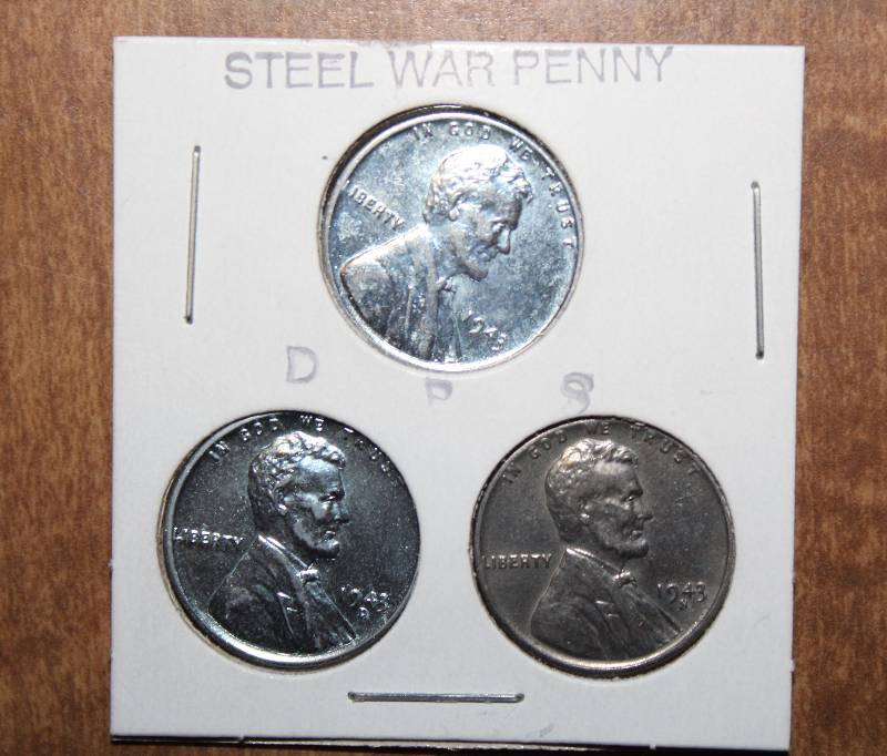lot 4321 image: Coin - 1943 P-D-S Steel War Pennies