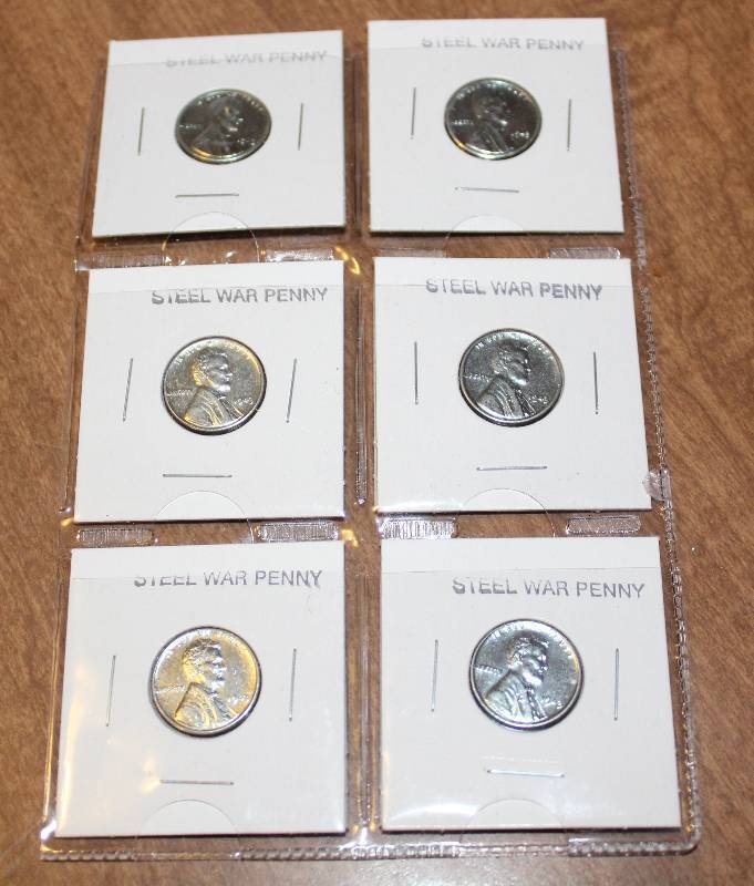 lot 4342 image: Lot of 6 Steel War Pennies - Penny Coins
