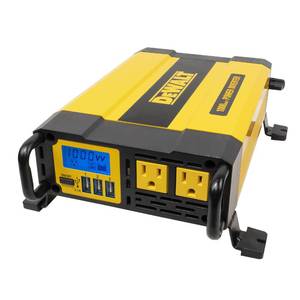 lot 27451 image: DEWALT DXAEPI1000 Power Inverter 1000W Car Converter with LCD Display Dual 120V AC Outlets, 3.1A USB Ports, Battery Clamps