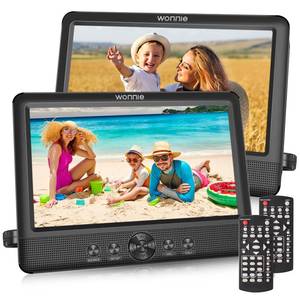 lot 27453 image: WONNIE 10.5 Two DVD Players Dual Screen for Car Portable CD Player Play a Same or Two Different Movies with Two Mounting Brackets, 5-Hour Rechargeable Battery, Support USBSD Card Reader