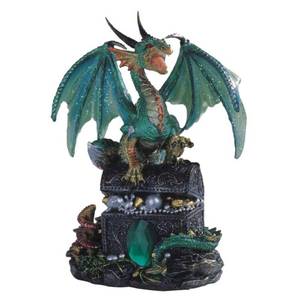 lot 27464 image: StealStreet SS-G-71353, Green Dragon Standing on Treasure Chest Collectible Figurine Statue
