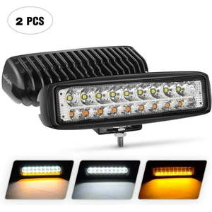 lot 27471 image: Nilight 15020F-B 2PCS 54W WhiteAmber Lights Bar 6 Inch Flood Fog Road Boat Driving Led Work SUV Jeep Lamp 2 Years Warranty
