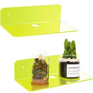 lot 27476 image: FAZMoss Acrylic Floating Wall Shelves Set of 2, 9 Inch Acrylic Wall Shelf for Gaming Room, Living Room, Bedroom, Bathroom, Office, with Cable Clips - 2 Types of Installation (Transparentt)