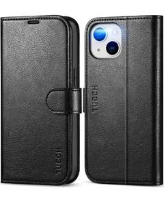 lot 27477 image: TUCCH Wallet Case for iPhone 13 5G 6.1-inch, TPU Shockproof Inner Shell, PU Leather RFID Blocking Card Holder Magnetic Stand Protective Cover Compatible with iPhone 13 6.1 2021, Textured Black