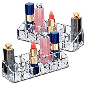 lot 27481 image: Amazing Abby - Glamour - 2-Pack 12-Slot Acrylic Lipstick Organizer, Lipstick Holder, Lip Gloss Organizer, Cosmetic Storage Display, Perfect Storage Solution for Drawer, Vanity, Bathroom, and More