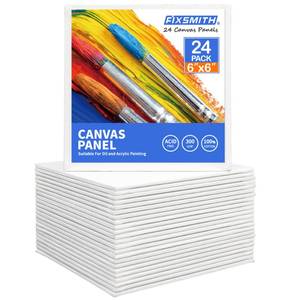 lot 27483 image: FIXSMITH Painting Canvas Panel Boards -Art Canvas,24 Pack Small Square Canvases,Primed Canvas Panels,100% Cotton,Acid Free,Artist Canvas Board for Hobby Painters,Students & Kids (White, 6x6)